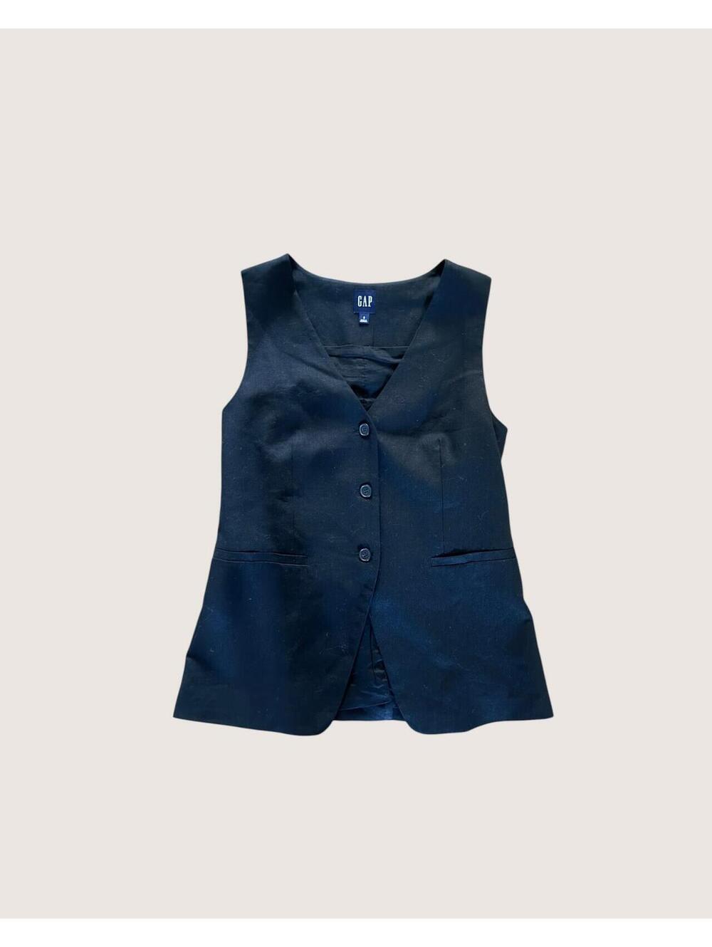 GAP Black Sleeveless Button-Up Vest